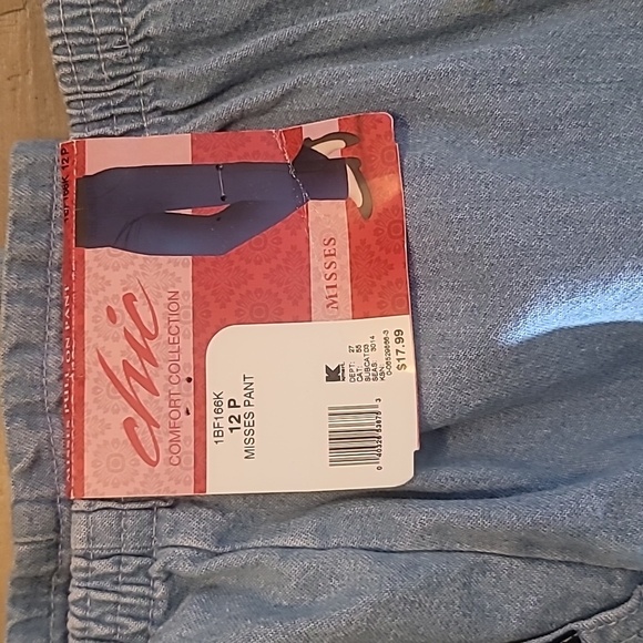 CHIC brand New old stock Kmart pull on denim pants elastic waist size 12P - Picture 2 of 9